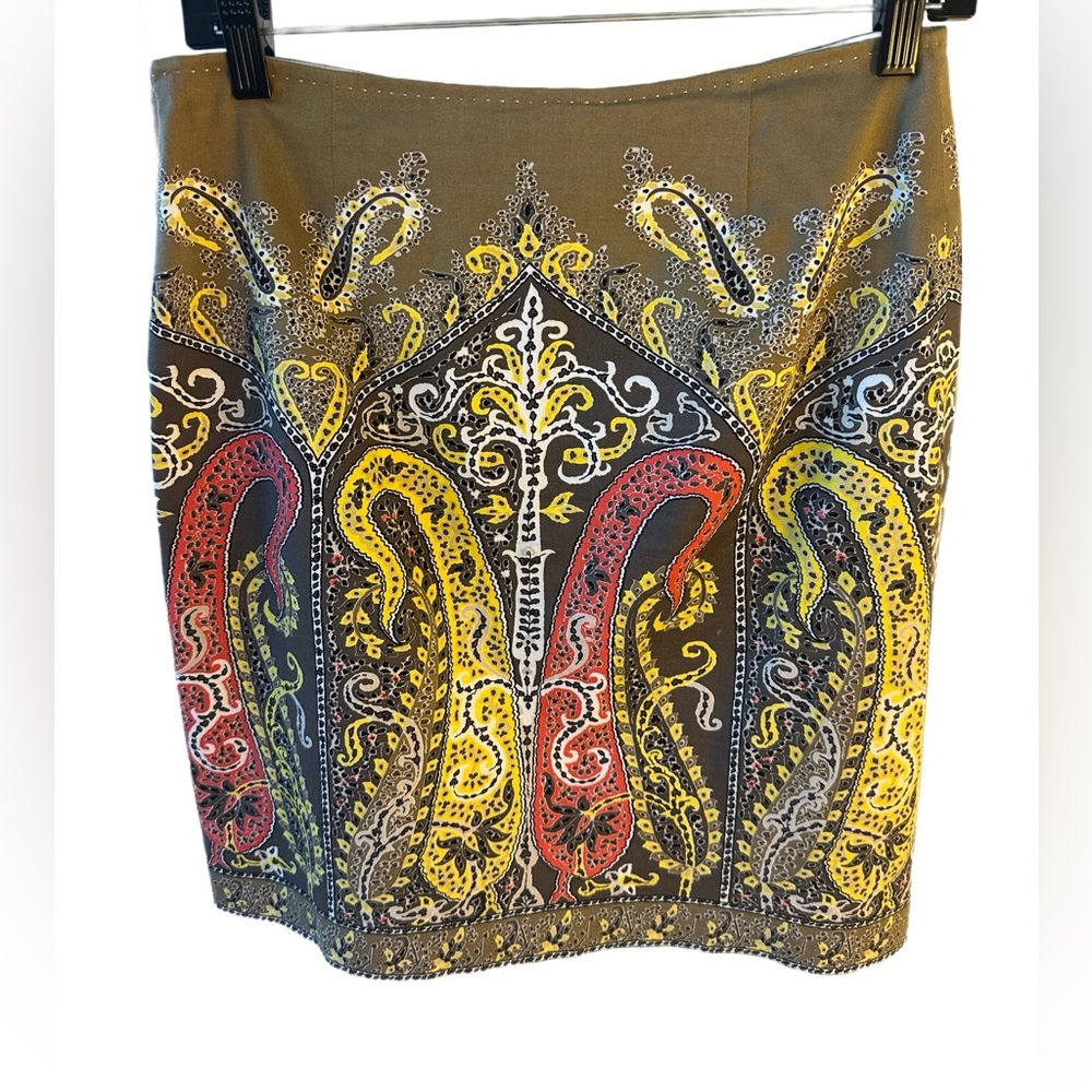 Elie Tahari Yellow Pink Embellished Mini Skirt